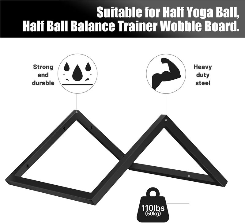OMMUU Half Exercise Ball Storage Bracket for Strength Fitness Ball, Balance Ball Holder Wall mount,Yoga Stability Ball Rack Organizer for Home Gym Workouts - Image 5